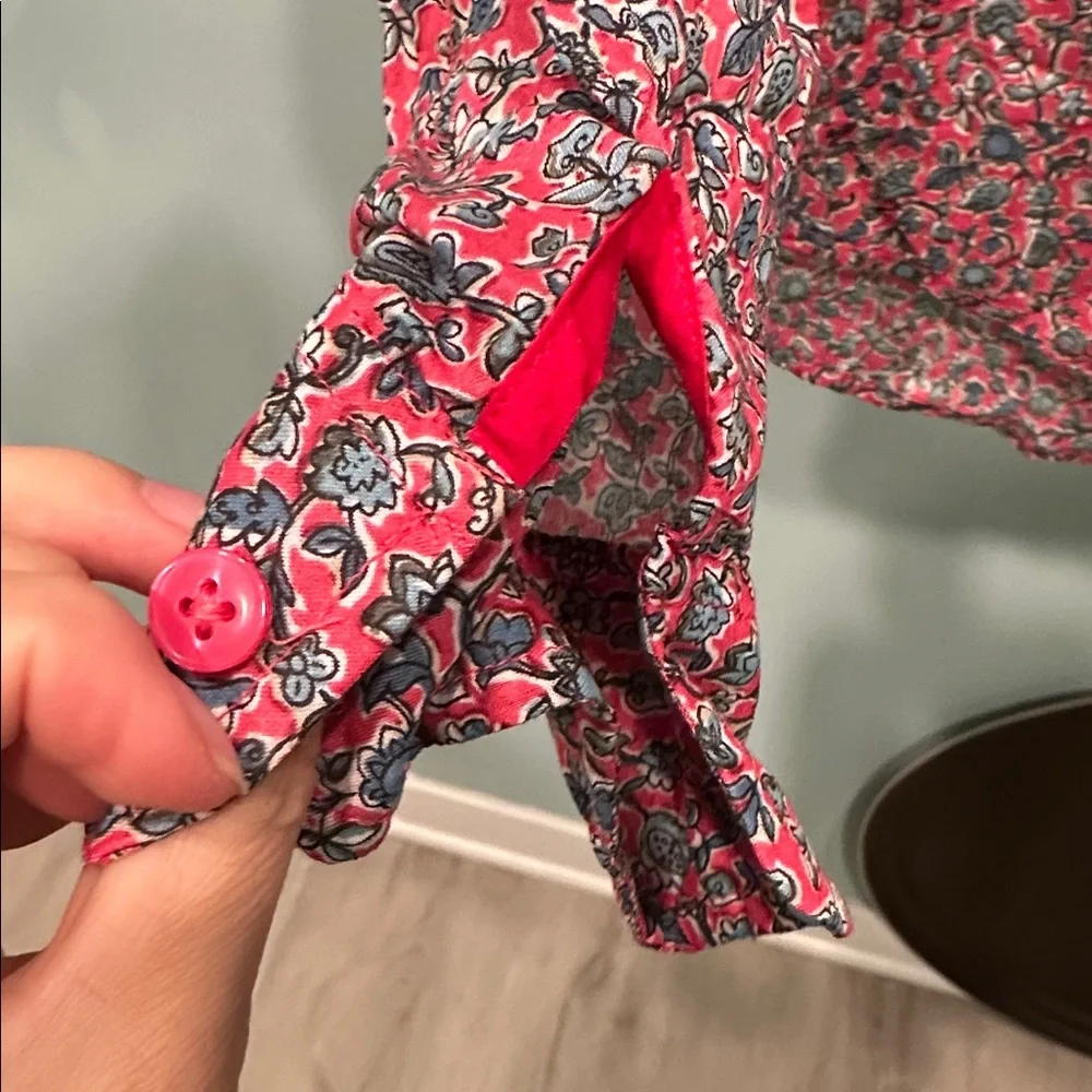 Ines De La Fressange Paris Pink and Blue Floral Shirt - Picture 3 of 6